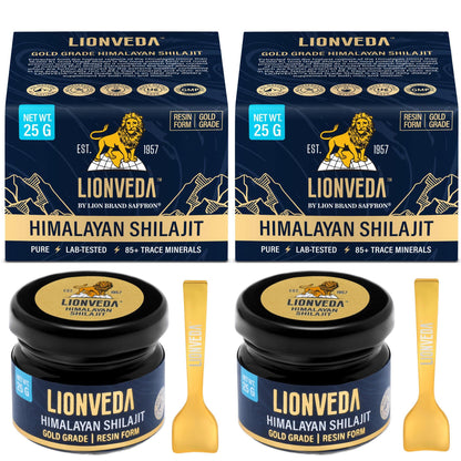 LIONVEDA 50g Original Himalayan Shilajit Resin(Certified Gold Grade) for Men, Gym, Stamina, Energy & Improved Health | 100% Pure Shilajit Liquid (2 X 25g = 50g (Pack of 2))