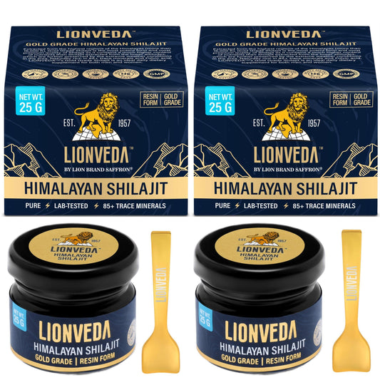 LIONVEDA 50g Original Himalayan Shilajit Resin(Certified Gold Grade) for Men, Gym, Stamina, Energy & Improved Health | 100% Pure Shilajit Liquid (2 X 25g = 50g (Pack of 2))