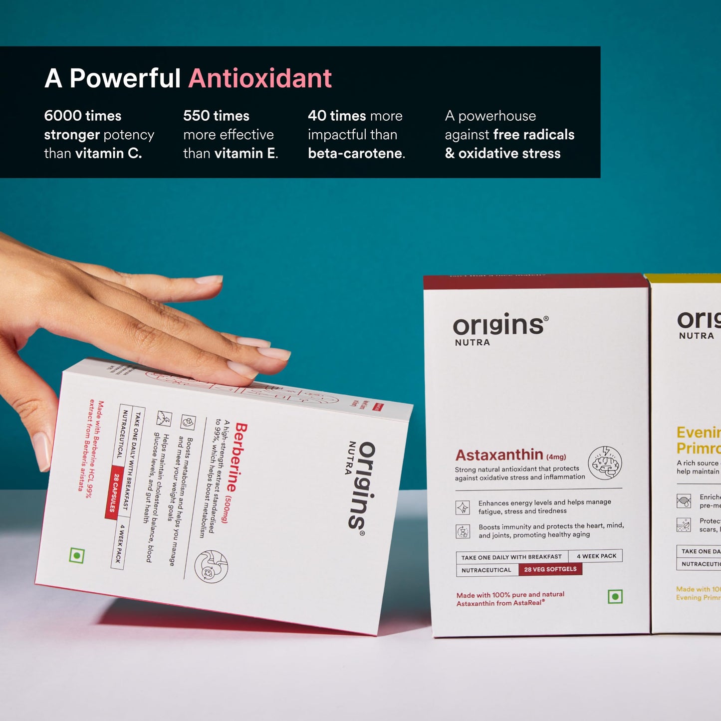 Origins Nutra Astareal® Natural Astaxanthin 4 mg from Japan | Antioxidant for Energy, Immunity & Muscle Recovery | 28 veg. Softgels | GMP Certified | Pack of 1