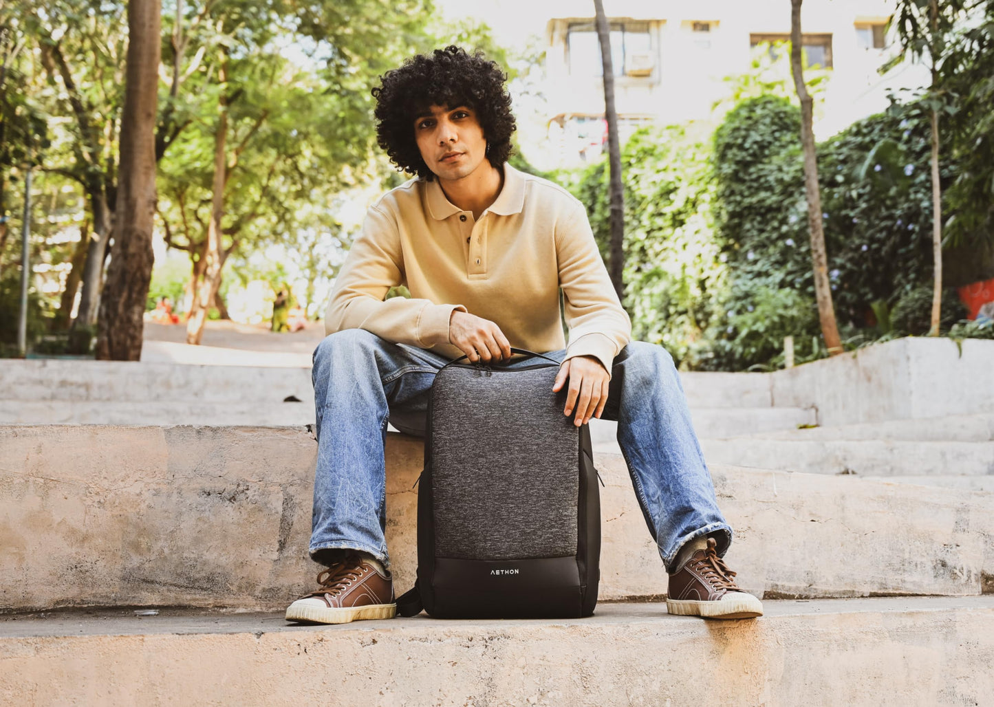 AETHON | Infusion 15.6-inch Laptop Backpack | Water-Resistant with Multiple Pockets for Office, Travel | Shoulder Bag Made with Lightweight, Durable PE Material (Grey)