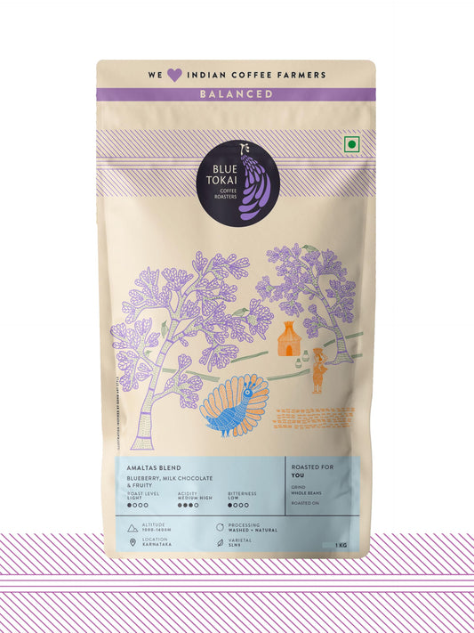 Blue Tokai Coffee Roasters Amaltas Blend - Light Roast | Whole Bean 1 Kg | Rich & Creamy | 100% Arabica Beans | Specialty Coffee | Freshly Roasted Coffee Beans