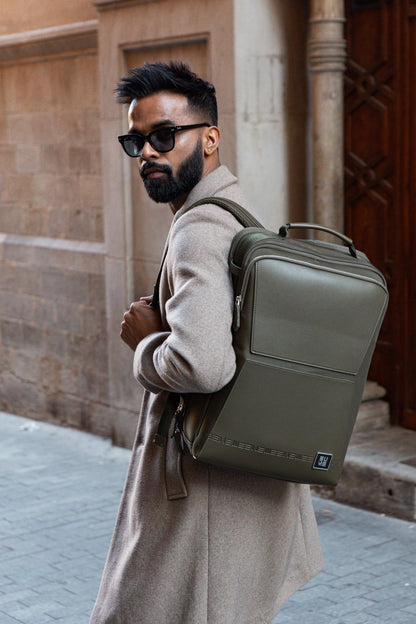 EUME Premium 15.6 in Laptop bags for Men & Women Office Use | Stylish Backpack Bag | Spacious Backpack for Travelling | 24L Omega Olive Green