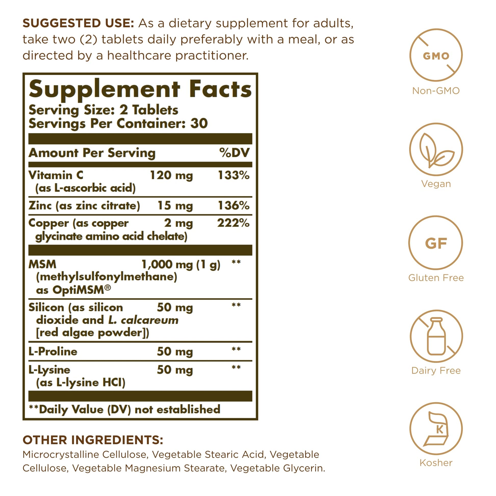 SOLGAR - Skin Nails & Hair Advanced Msm Formula 60 - Tablet, 60 Count- image 6