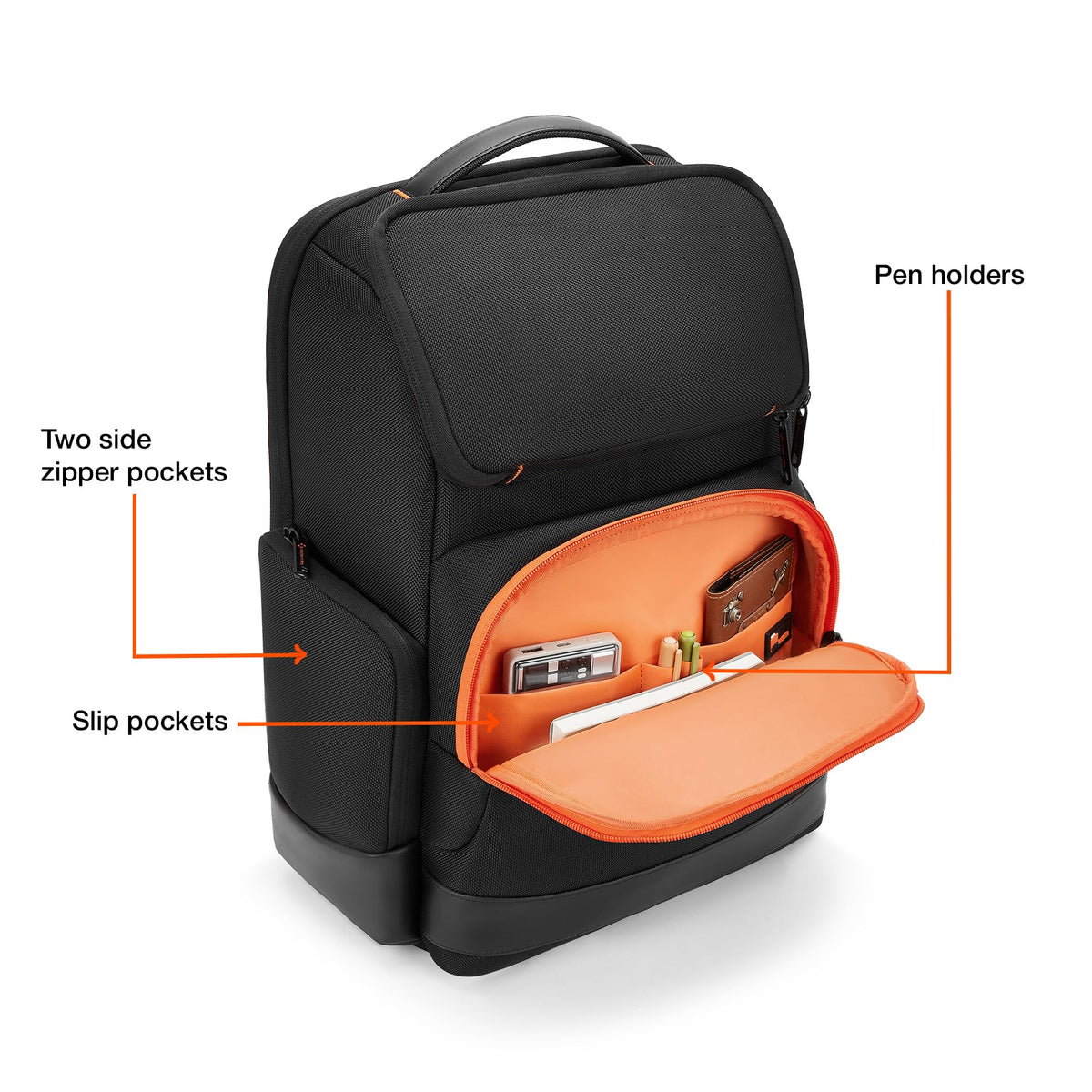 Nasher Miles Fordham Corporate Backpack | Premium Polyester & PU Laptop Backpack 33L | Ideal for Office, College, School & Travel | Men, Women, Boys, Girls (Black)