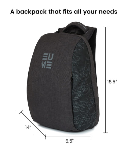 EUME GenX Premium 26L Massager Backpack for Men & Women with Built-in Massager Technology with 1 Year Warranty | Water Resistant & Anti-Theft Backpack for Office | Fits Up-to 15.6" Laptop | Grey Color