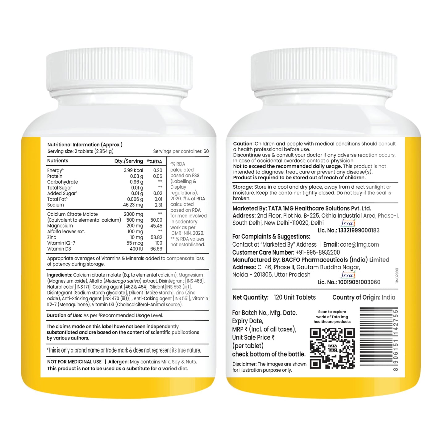 Tata 1mg Calcium + Vitamin D3, Zinc, Magnesium and Alfalfa Tablet for M- image 9