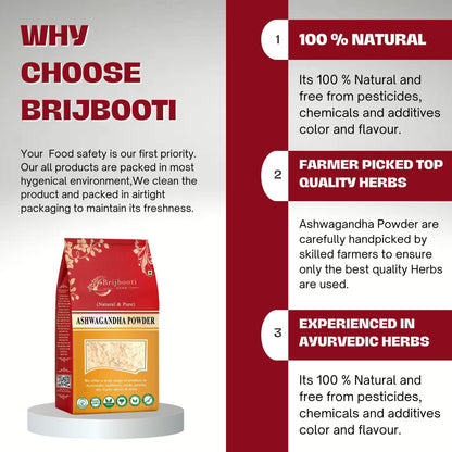 BIRJU MAHAVIR 400 Gr Ashwagandha Root Powder - Withania Somnifera, Natu- image 4