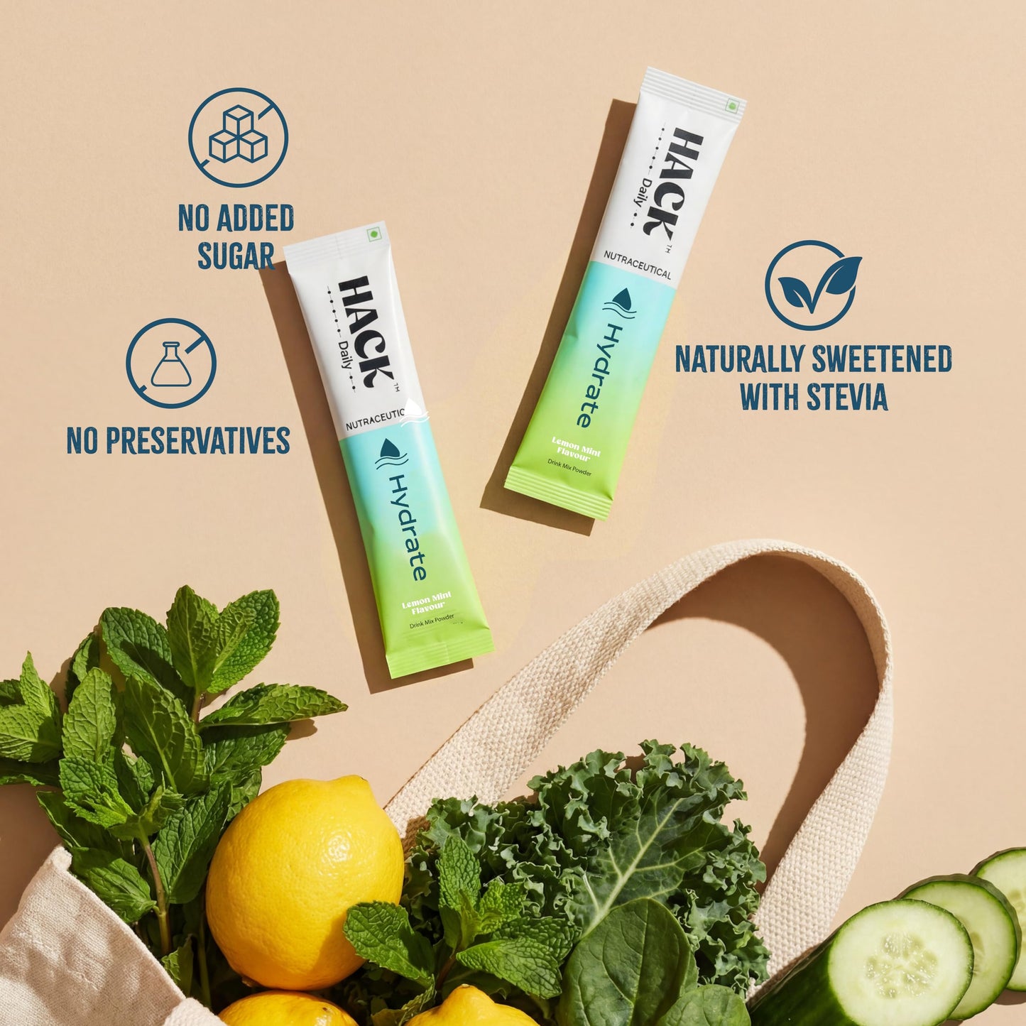 Hack Daily Hydrate Electrolyte Powder 28 Sachets, Zero Added Sugar Hydration Drink Mix with 6 Essential Electrolytes, Vitamin C & B12, Multi Flavor, for Summer Hydration, Workout Recovery & Travel Wellness (Peach, Mango Chilli , Lemon mint & Orange)