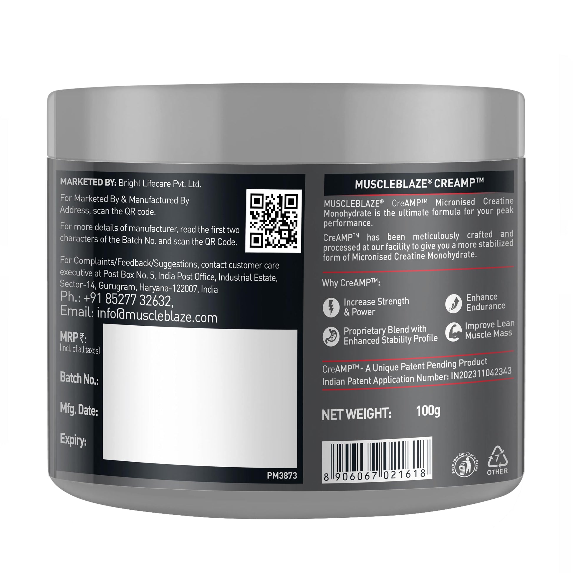 MuscleBlaze Creatine Monohydrate CreAMP™ Powder (Unflavoured, 32 Servin- image 4