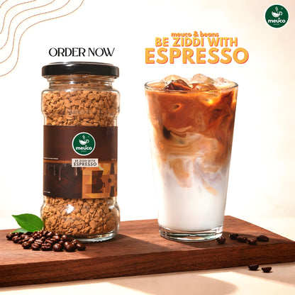 MEUCO & BEANS Be Ziddi With Espresso Instant Coffee 50g Jar | Intense & Aromatic Blend | Strong Yet Smooth Taste | Premium Coffee Powder | Quick Dissolve | Hot & Cold Coffee