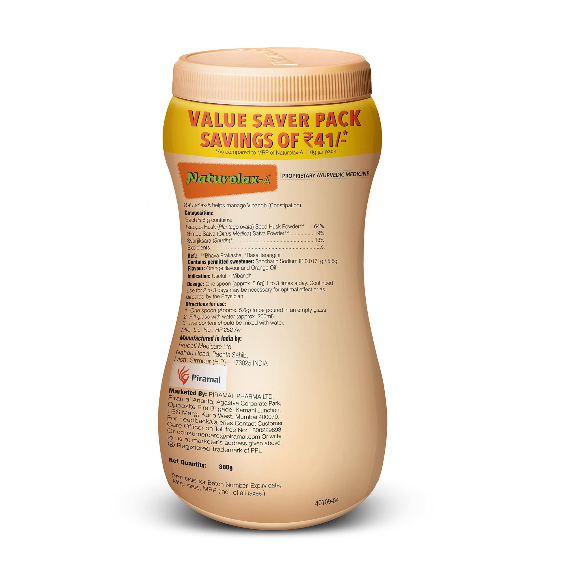 Naturolax-A Isabgol Powder |300g - Pack of 1| Psyllium Husk Powder | No- image 6