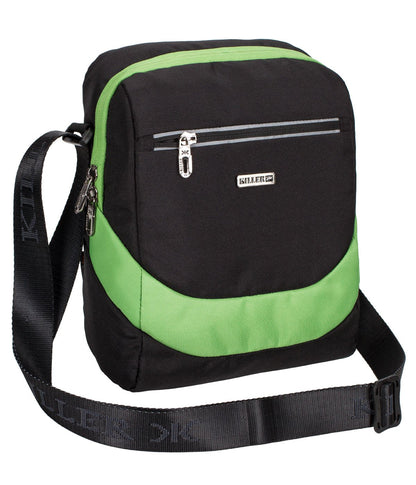 Killer Brisbane Stylish Travel Sling Bag - Black-Green Water Resistance Polyester Bag with Multiple Pockets and Padded Section for iPad/Tablet