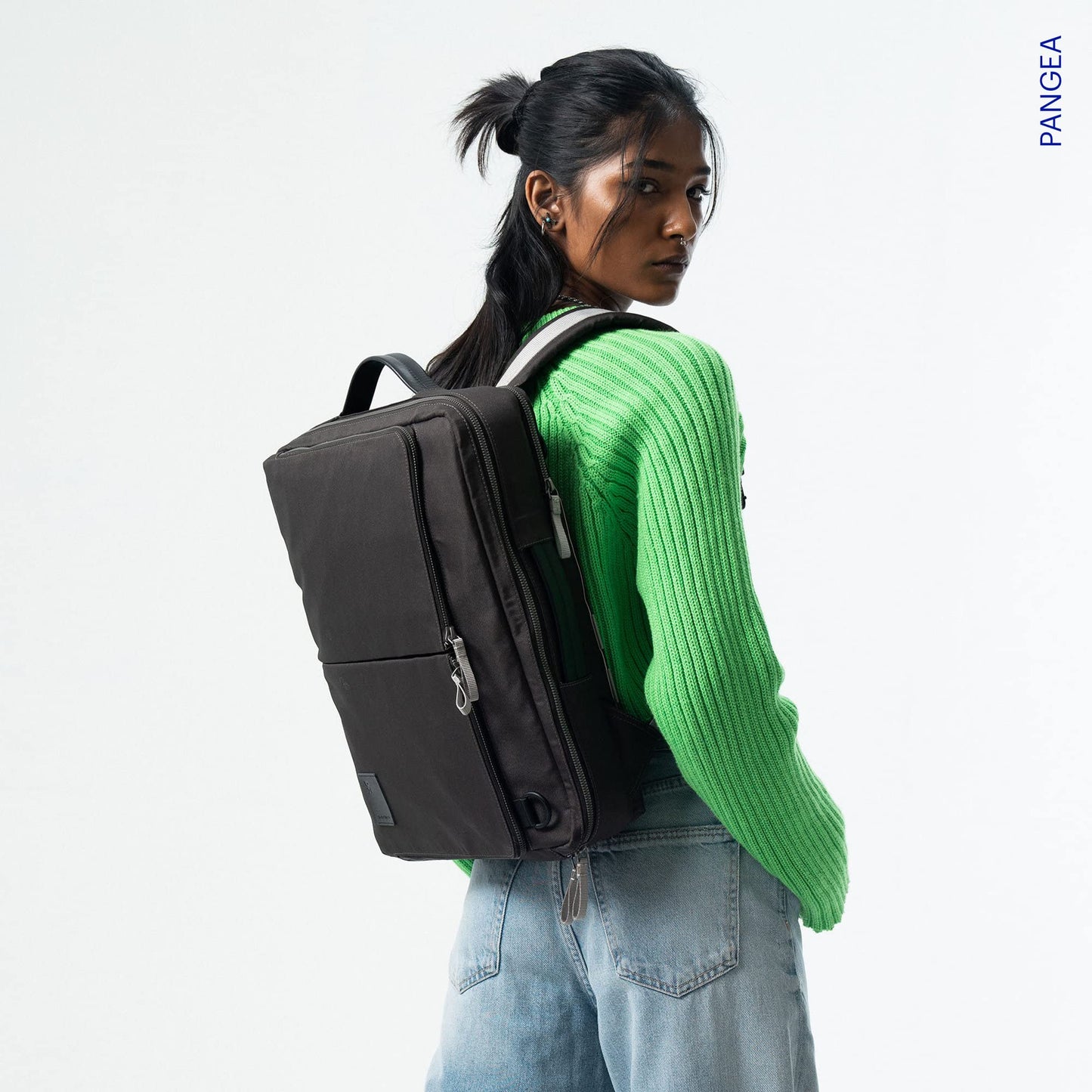 DailyObjects PET Charcoal Meridian Convertible Briefpack (Backpack + Briefcase) (16L)| 100% Recycled | Fits Laptop Upto 16 Inch | Lightweight Shoulder Backpack | Multiutility Bag with Trolley Sleeve