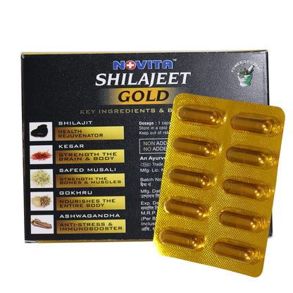 Shilajeet Gold : 100% Ayurvedic Capsules | Pure Shilajeet