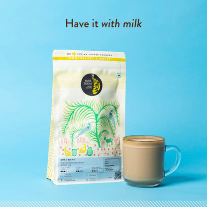 Blue Tokai Coffee Roasters Dhak Blend - Dark Roast | Whole Bean 1Kg Pouch | Premium Coffee Blend | 100% Arabica Beans | Specialty Coffee | Freshly Roasted Coffee