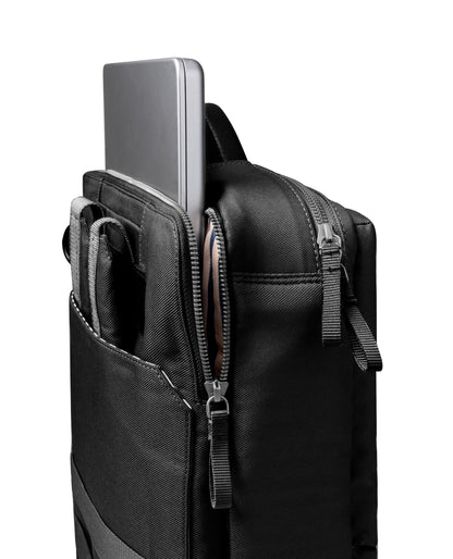 DailyObjects PET Space Black Meridian Convertible Briefpack (Backpack + Briefcase) (16L)| 100% Recycled | Fits Laptop Upto 16" | Lightweight Shoulder Backpack | Multiutility Bag with Trolley Sleeve