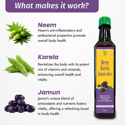 VARAH Neem, Karela, Jamun Juice with Herbal Extracts | Supports Blood Sugar Regulation, Healthy Digestion and Balanced Lifestyle | Enriched with Traditional Ingredients for Daily Wellness