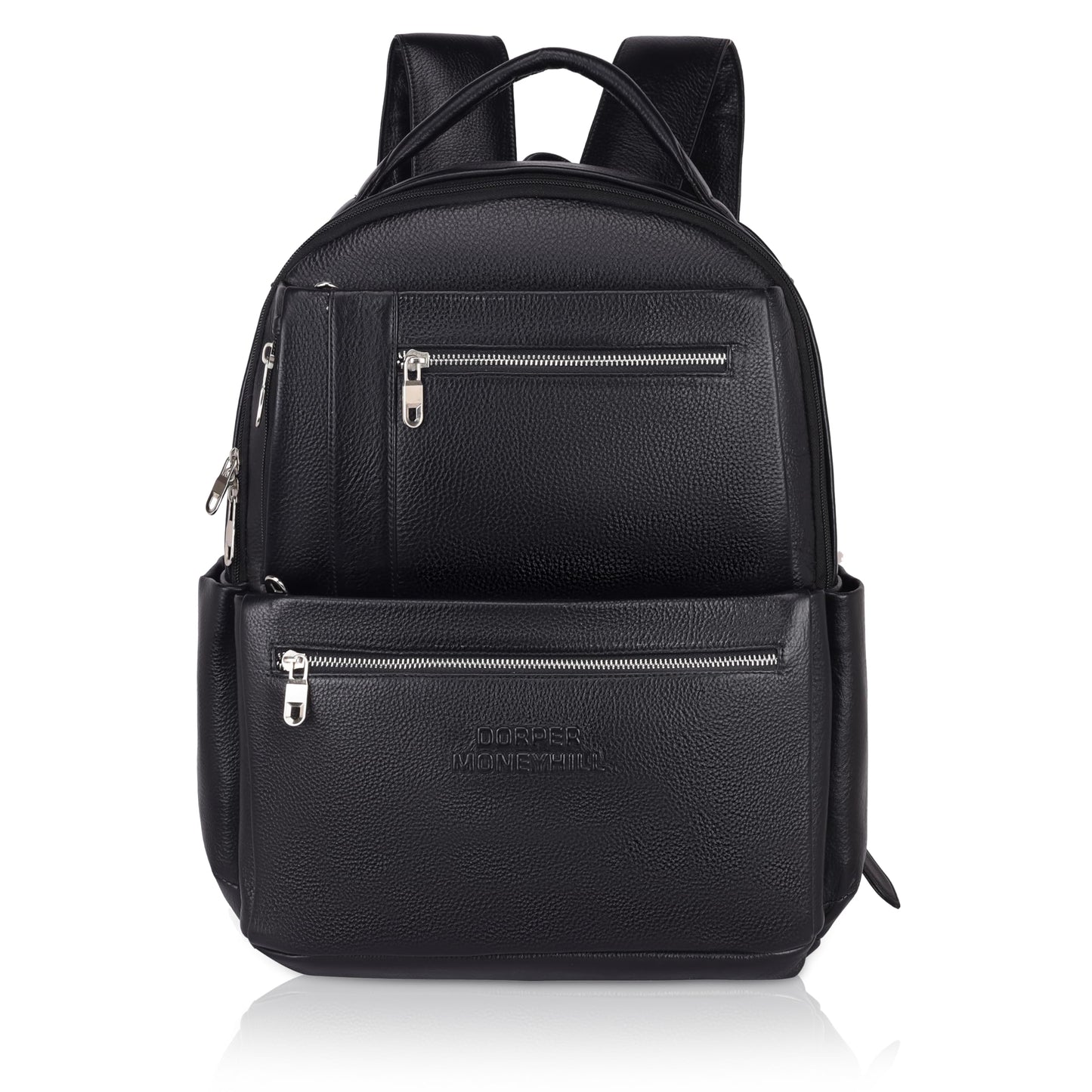 DORPER MONEY HILL Genuine Leather Backpack laptop Bag Stylish Durable Office Use Professional Bag for Men Women (ELITE BLACK, Leather)
