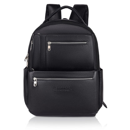 DORPER MONEY HILL Genuine Leather Backpack laptop Bag Stylish Durable Office Use Professional Bag for Men Women (ELITE BLACK, Leather)