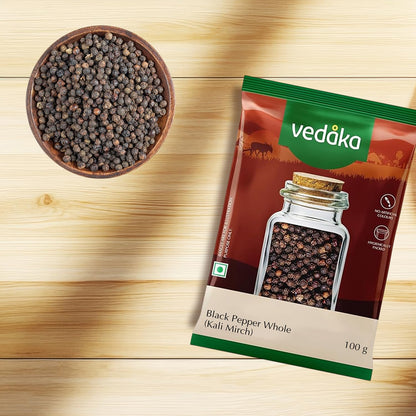 Amazon Brand - Vedaka Black Peppercorn (Kali Mirch), 100g