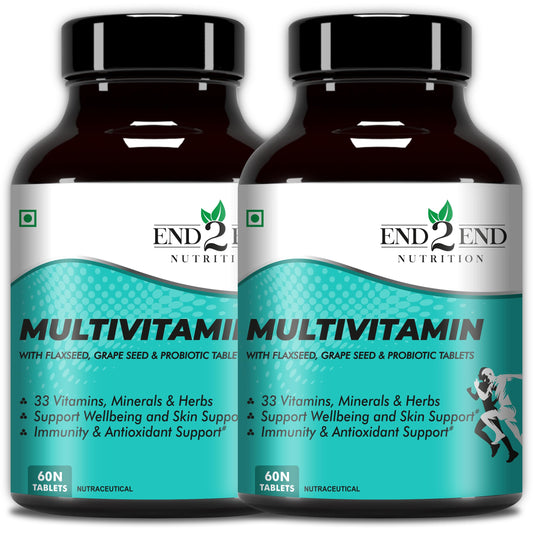 End2End Nutrition Multivitamin Tablets for Men and Women with Probiotics Supplement for immunity 120 (Pack of 2)