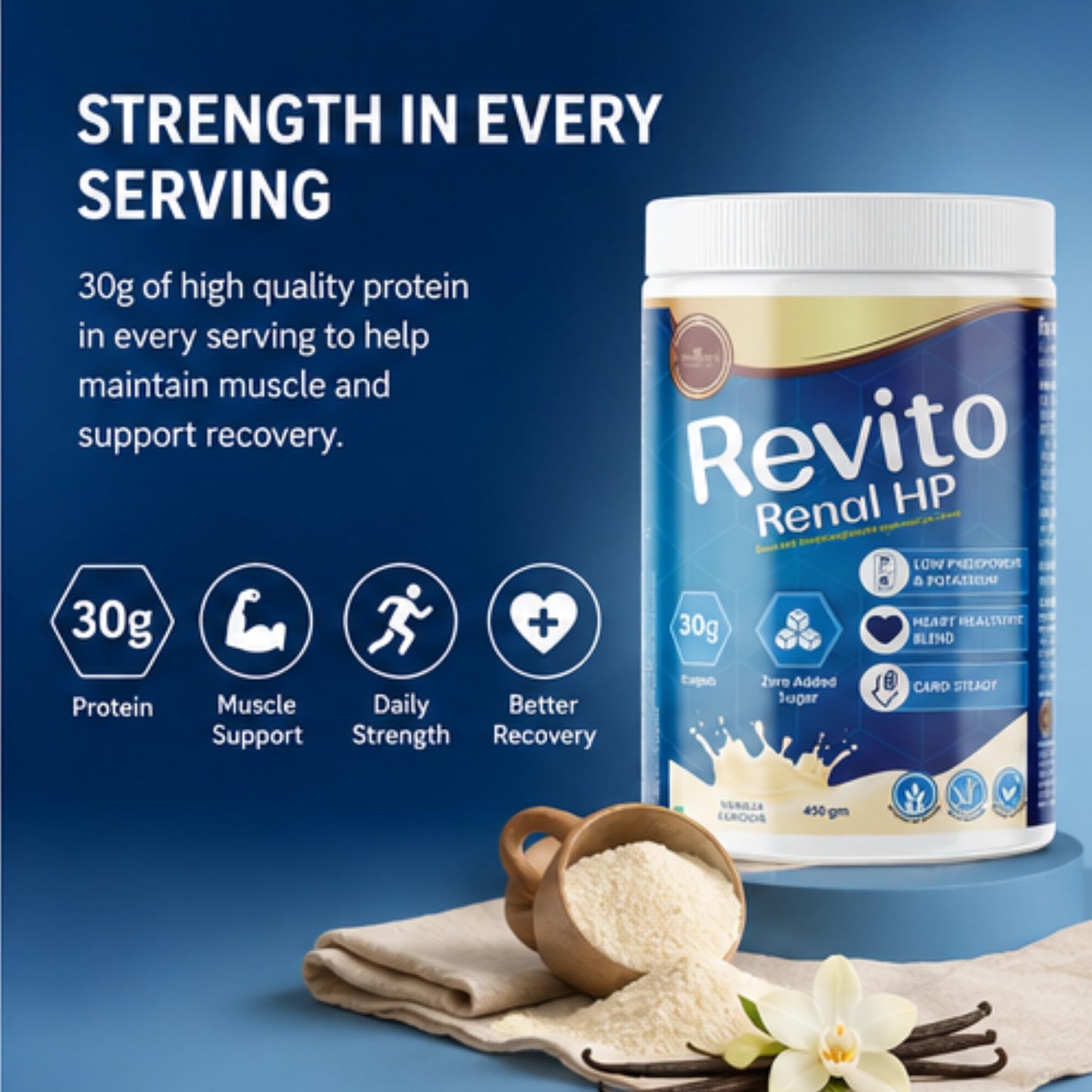 Renal HP Protein Powder 400g | Kidney Care Nutrition for Dialysis Patients | Low Potassium Low Phosphorus | High Protein Renal Supplement | Sugar-Free Clinical Nutrition | Pack of 1