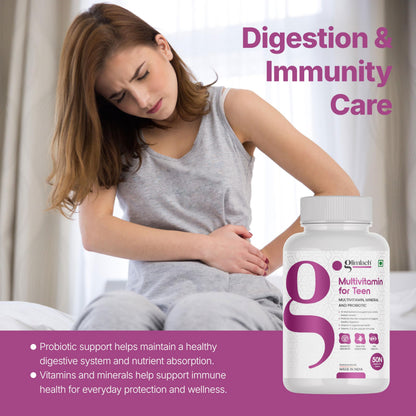 GLIMLACH Multivitamins For Teenagers, 50 Multivitamin Tablets, with Zinc, Vitamin C, Vitamin D3, Multiminerals and Enhances Energy, Stamina & Immunity