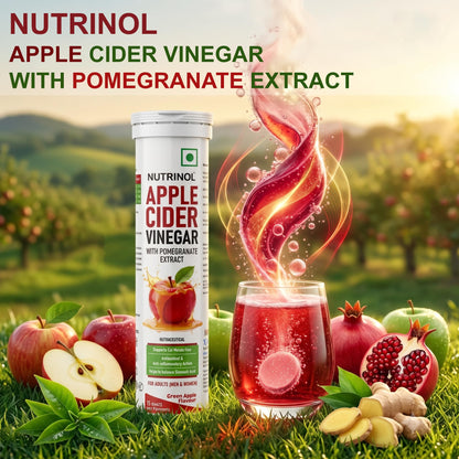 Knoll Healthcare Nutrinol Apple Cider Vinegar (ACV) Effervescent Tablets 500mg | Metabolism Booster & Appetite Control Support Vitamin B6 & B12 No Added Sugar | For Men & Women | 15 Tablets