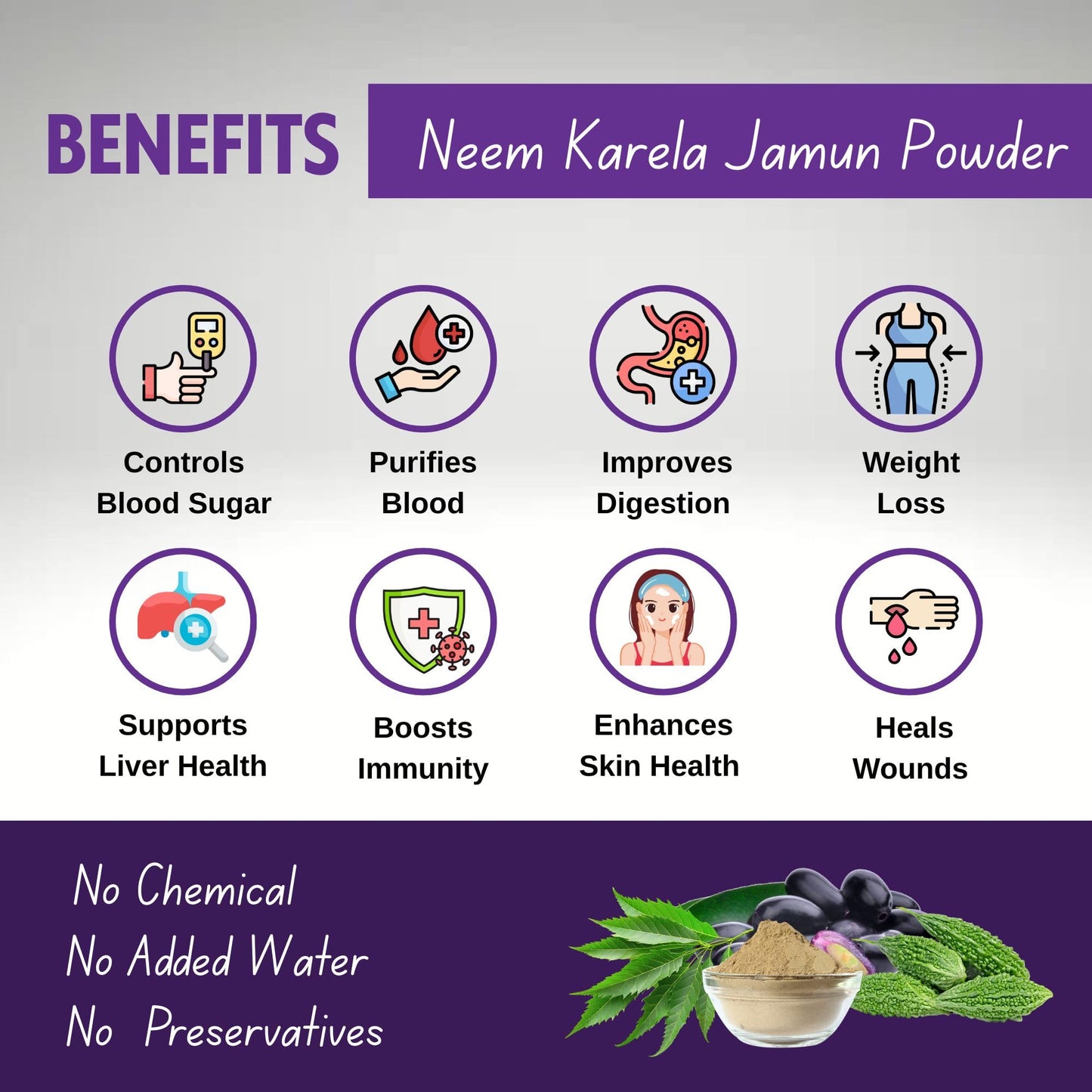 Brijbooti Neem Karela Jamun Powder For Health Care - 300 Gr (100 Gr Each)