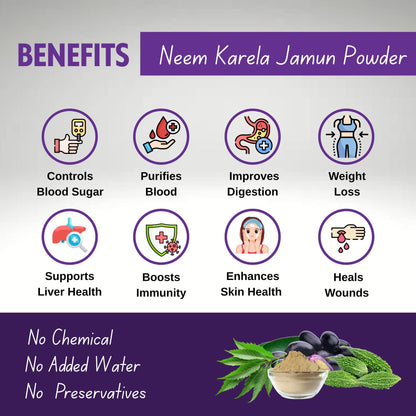 Brijbooti Neem Karela Jamun Powder For Health Care - 300 Gr (100 Gr Each)