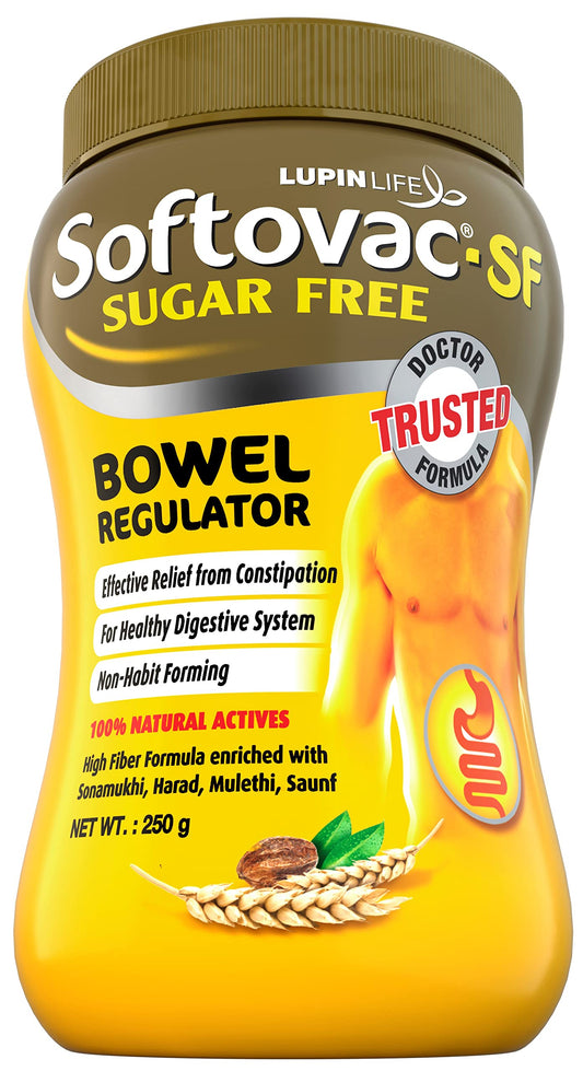 Softovac-SF Isabgol Bowel Regulator Powder 250g, Relieves Constipation and Bloat