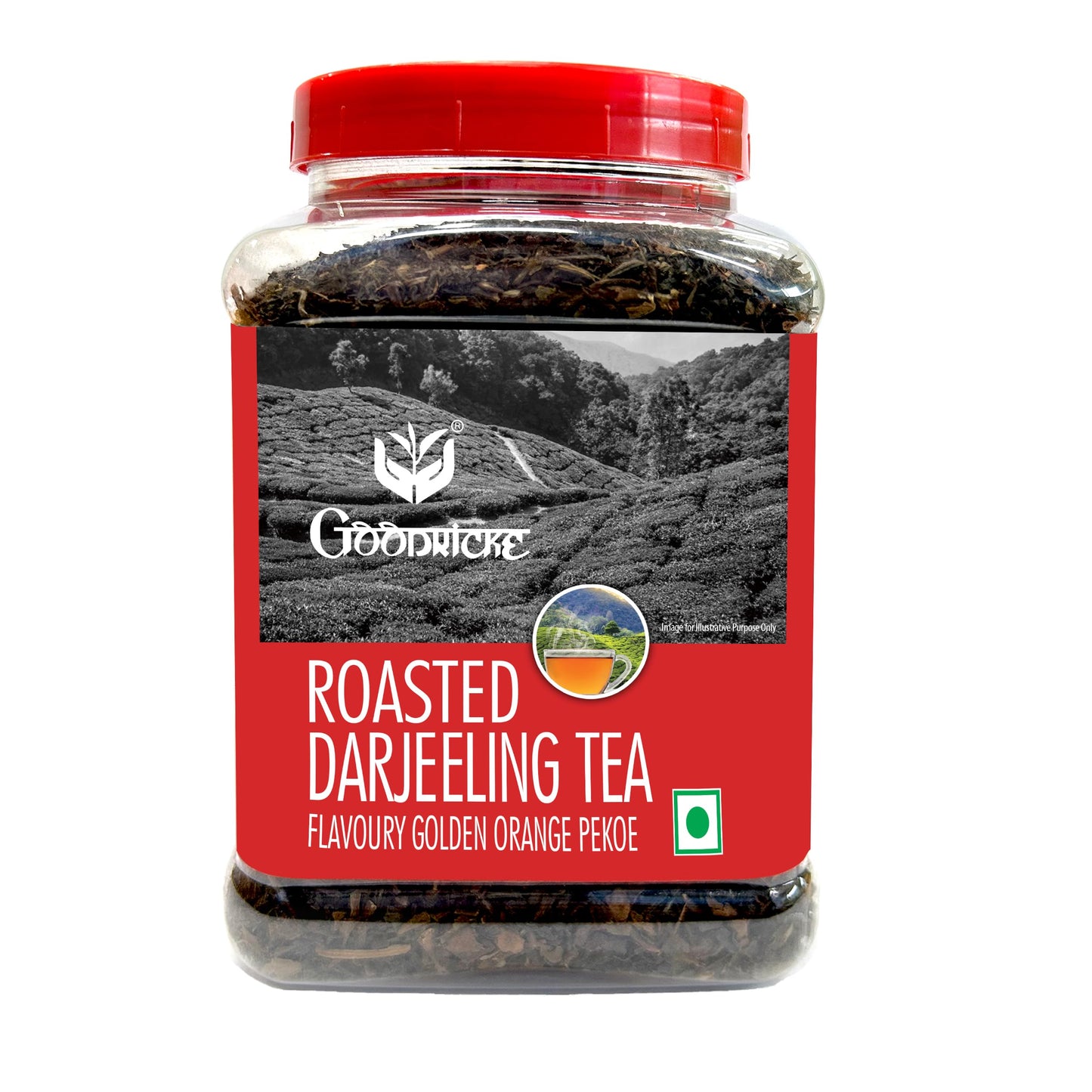 GOODRICKE Roasted Darjeeling Tea Jar – 250 g | Flavoury Golden Orange Pekoe | 100% Pure & Natural Darjeeling | Premium Loose Leaf Black | Rich Aroma & Long-Lasting Aftertaste