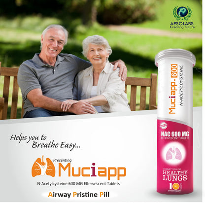 Muciapp-600 NAC & Vitamin C - 10 Tablets (Pack Of 1) |N-Acetylcysteine - 600mg | Men & Women | Powerful Antioxidant & Lung Detox Support | Immune Booster for Respiratory Health, Liver Cleanse