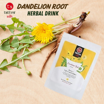 Tattva Adih Pure Dandelion Root - 100 gm Pouch, 60+ Cups | Caffeine Free | Liver Cleanse | Digestion Support - Gut Health | PowerHouse of Antioxidants I Single Ingredient | Powder Form