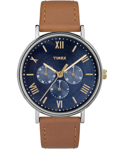 TIMEX Southview Analog Watch for Unisex with Blue Dial & Tan Strap and Water Rasistant Wrist Watches - TW2R29100UJ