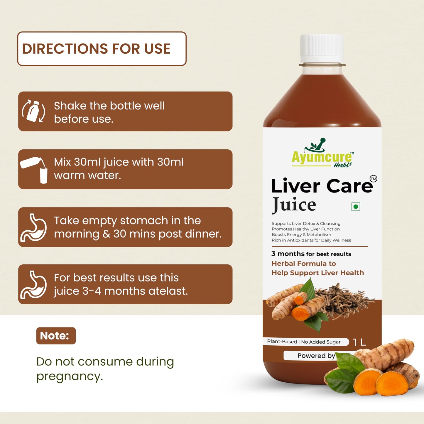 Ayumcure Liver Care Juice | Ayurvedic Herbs Blend for Natural Antioxidant Support, Liver Detox & Cleansing | Aloe Vera, Turmeric, Bhui Amla, Kalmegh & More Powerful Herbs | 1L (Pack of 4)