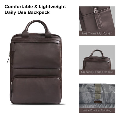 Police Leather Laptop Backpack for Men & Women | 15 inch College Bag fo- image 4