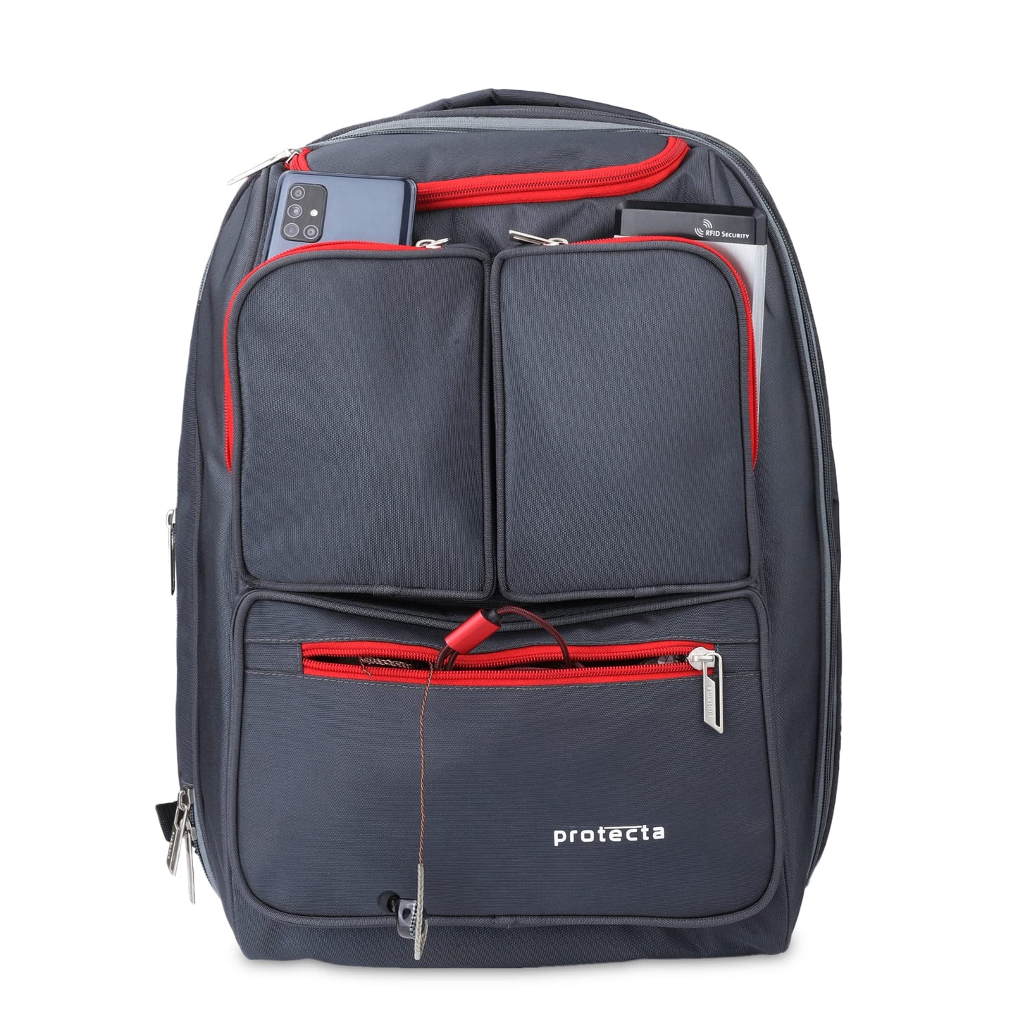 Protecta Organised Chaos XL (2.0) 45 L Convertible Laptop Backpack/Bag | For Work Trips, Travel & Weekend Trips. - Grey & Red