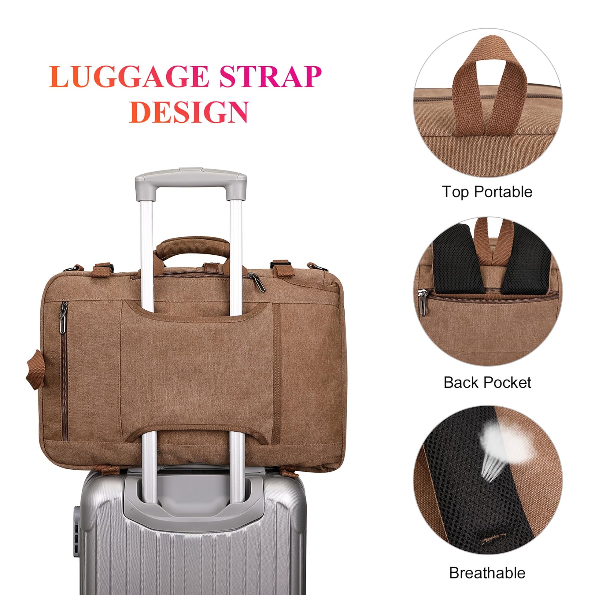 WITZMAN Canvas Travel Backpack for Men Large Laptop Backpack Fit 17 inc- image 2