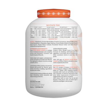 Zedon Nutrition Ultra Weight Gainer High Calorie Mass Gainer Protein Supplement Designed for Rapid Weight Gain Muscle Growth and Recovery Rich Nutrition Fitness Powder 2.27kg