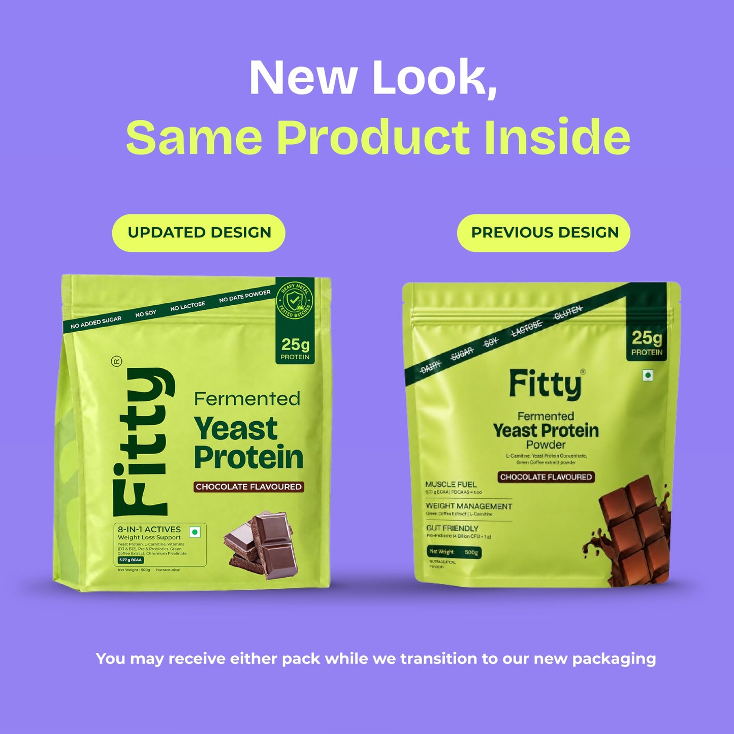 Fitty Fermented Yeast Protein Powder | 25g Protein | With Vitamin D3 & B12 | Weight Management Support | No Added Sugar | Chocolate Flavour | Has all 9 Essential Amino Acids | Supports Metabolism | Vegan Protein | 500g