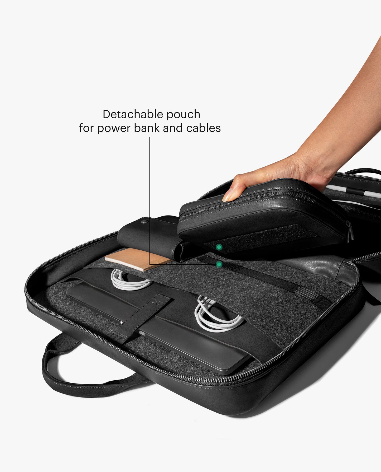 DailyObjects Unisex Black Urban Classic Briefcase Vegan Leather Laptop Messenger Bag (13L) Adjustable Straps, Zip Closure Slip Pockets, Detachable Carry Pouch And A Large Storage For 14 Inch Laptops