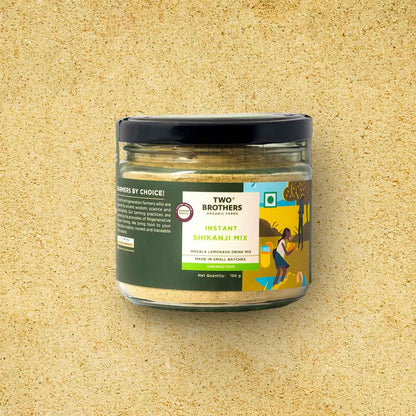 Two Brothers Organic Farms Instant Shikanji Mix - 150g | Essence of Tangy Lemons and Aromatic Farm-Grown Spices in a Ready-To-Mix Powder | Free from Artificial Ingredients