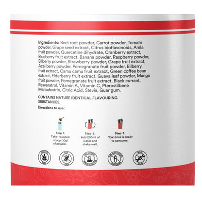 INLIFE Super Reds Powder | Antioxidant-Rich Superfood Supplement Drink Mix | 20 Super Fruits, Beets & Berries 200g (Super Reds)