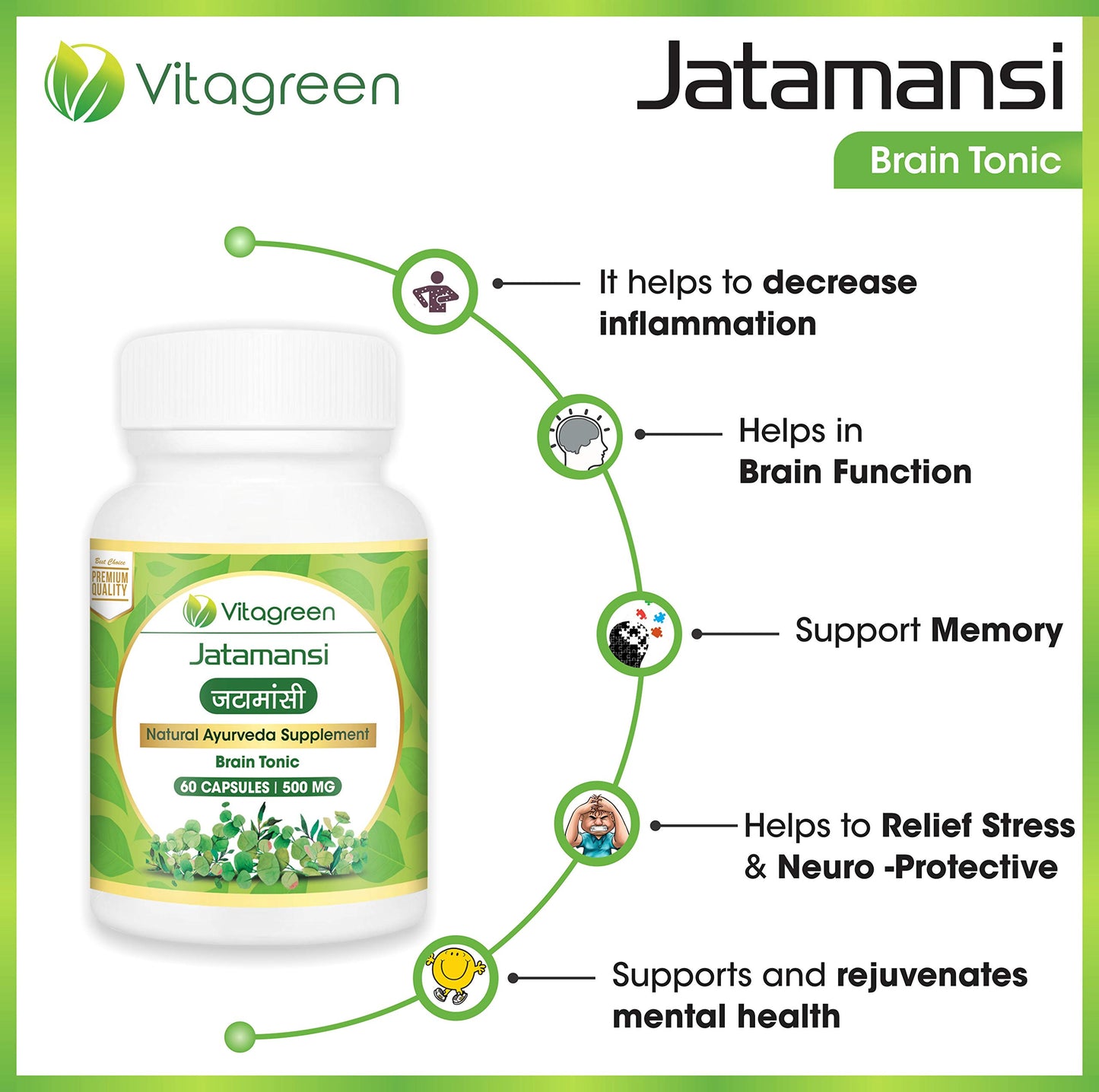 JATAMANSI 500 mg, For Natural Anti-Oxidants & Minerals, Pack Of 3 (180- image 3