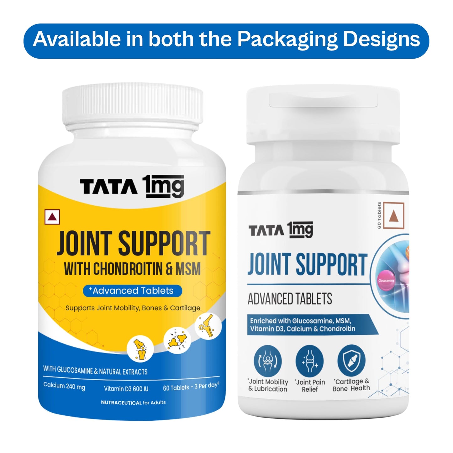 Tata 1mg Joint Support Advanced Tablet with Glucosamine, MSM, & Chondroitin, For Men & Women, Pack of 60 Tablets