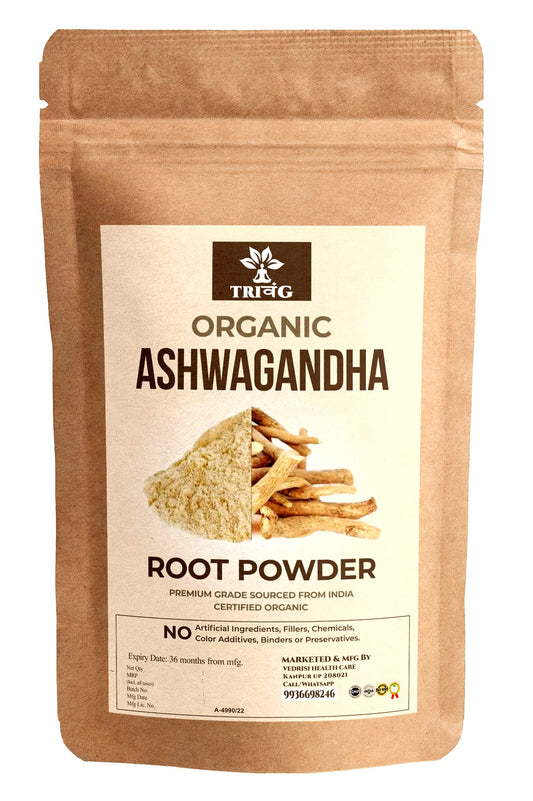 Trivang Organic Ashwagandha Powder (227 GRAM) -Withania Somnifera from Nagauri A