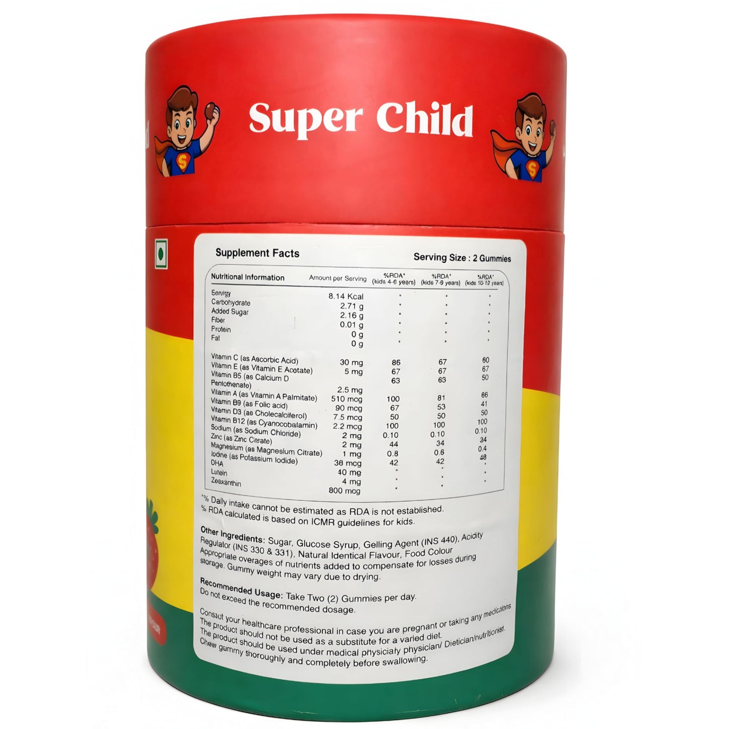 Kids Multivitamin Gummies with DHA | Supports Brain & Immune Health | Essential Vitamins & Minerals | Natural Strawberry Flavour | 30 Gummies | 4+ Years