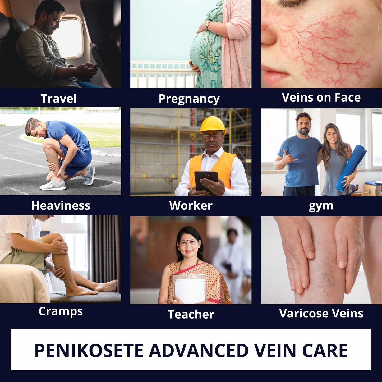 PENIKOSETE Advanced Vein Treatment Kit with Ashwagandha Cream & Tablets | Relief for Varicose Veins, Swelling, Leg Discomfort & Blood Circulation Support with Ayurvedic Herbs