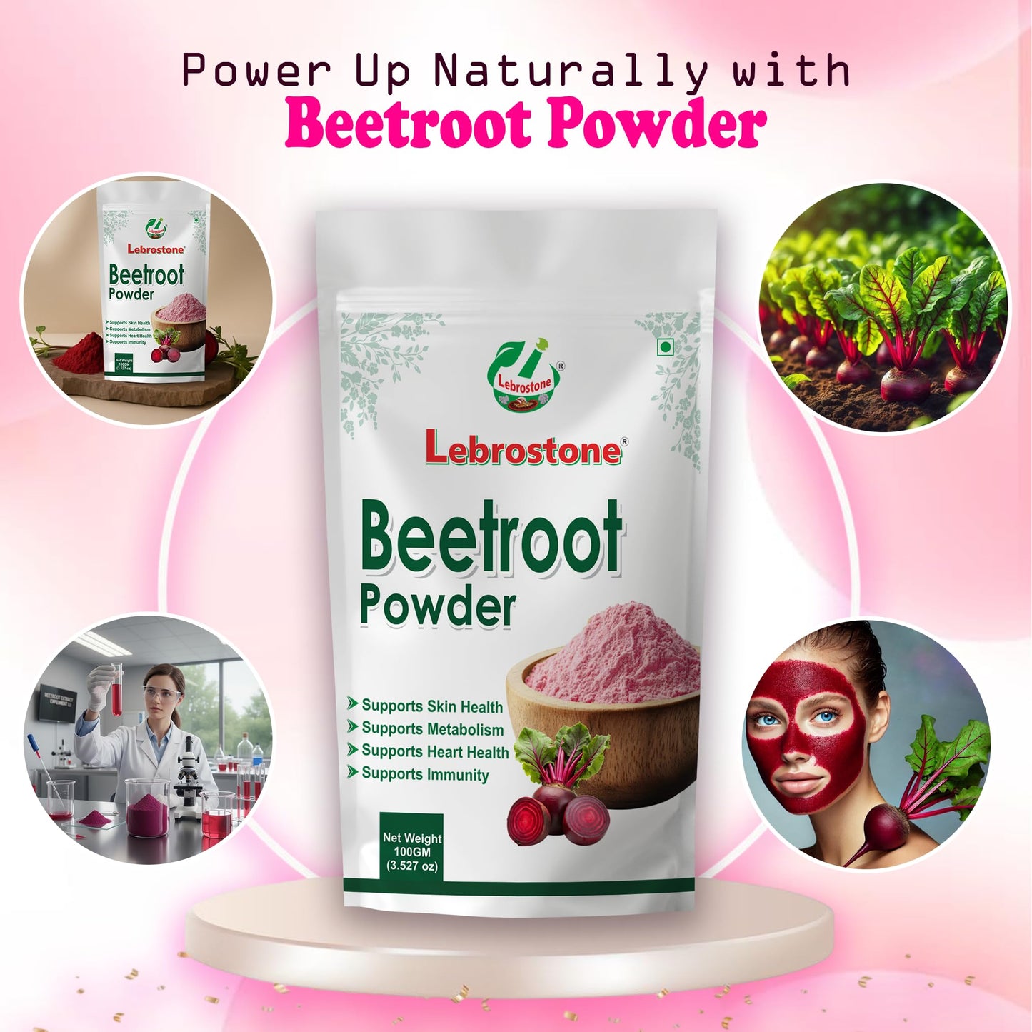 Lebrostone Beet Roots Powder | Natural Iron & Energy Supplement | Supports Blood Purity, Glow & Staminar | 100g
